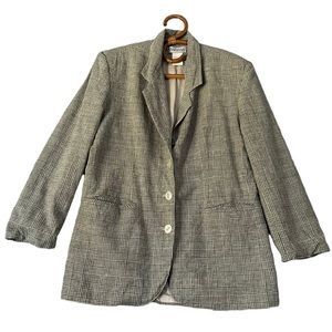 Vintage | Private Concepts‎ | Green Linen Blend Plaid Blazer Size 12